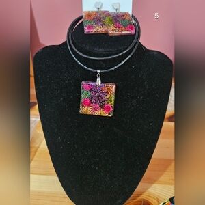 Pink and Purple Dichroic Glass Necklace